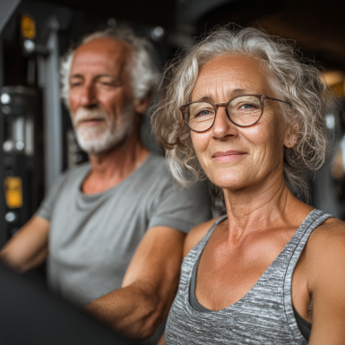Активні літні люди під час фітнес-тренування
